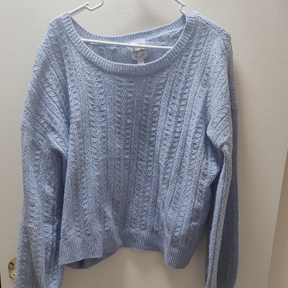 Women's Blue Cable Knit Sweater